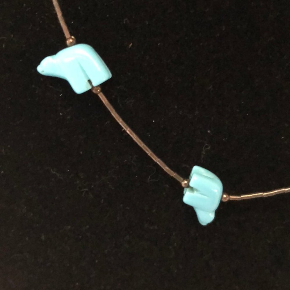 DONATED.925 silver & turquoise polar bear necklace - Picture 2 of 4